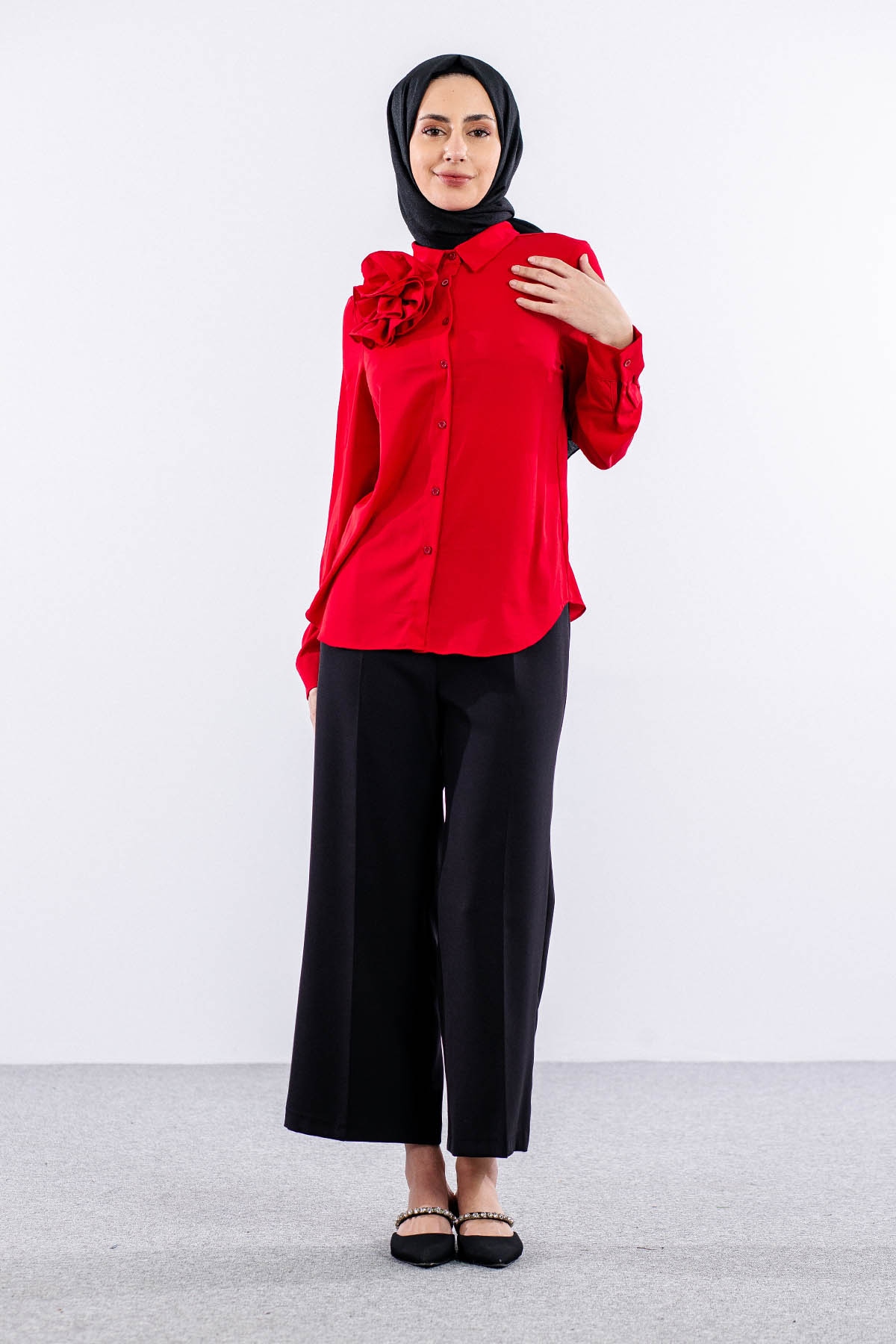 00289 Gömlek 38-44 - Kirmizi - 3