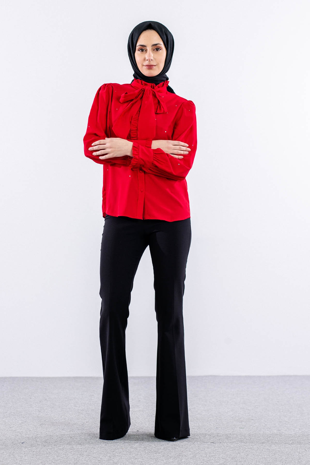 0228 Gömlek 38-44 - Kirmizi - 2