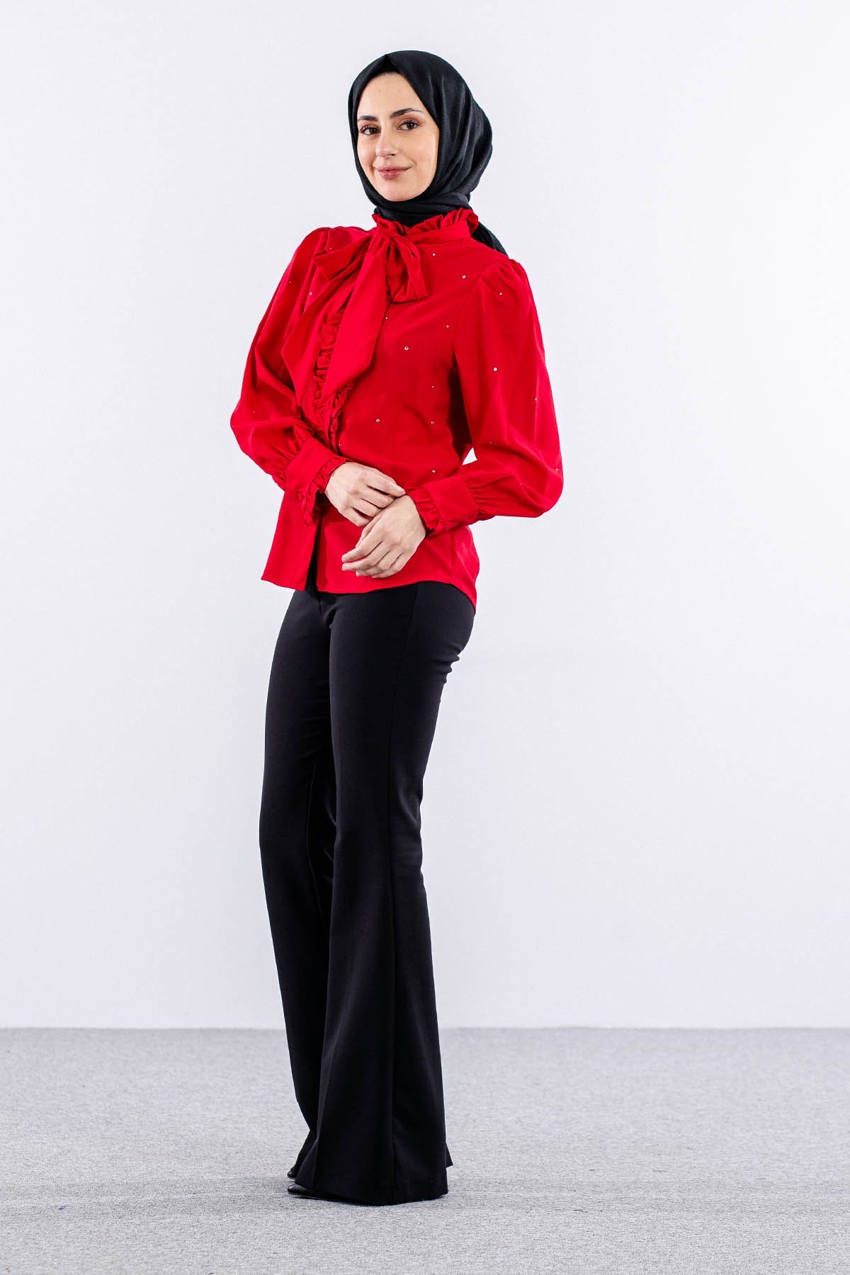 0228 Gömlek 38-44 - Kirmizi - 4