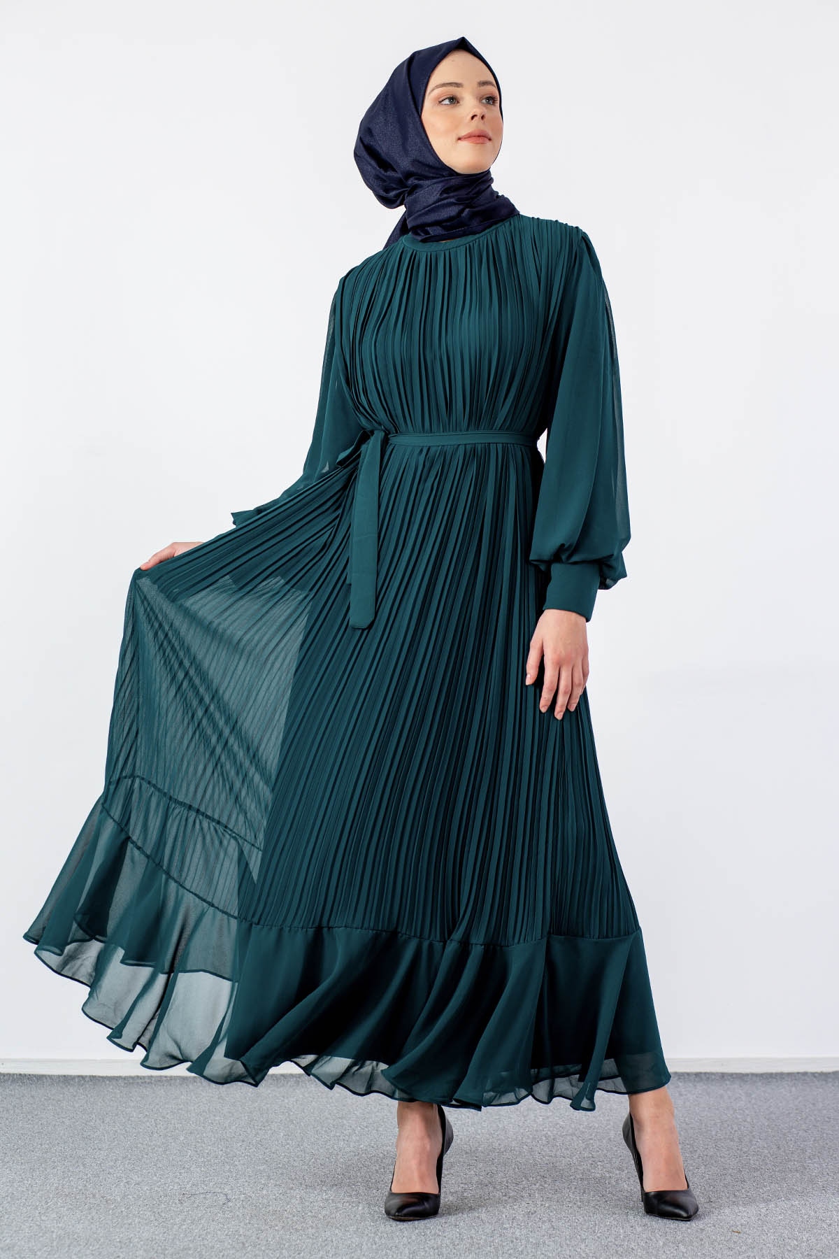 0295 Abiye Elbise 38-44 - Zumrut - 1