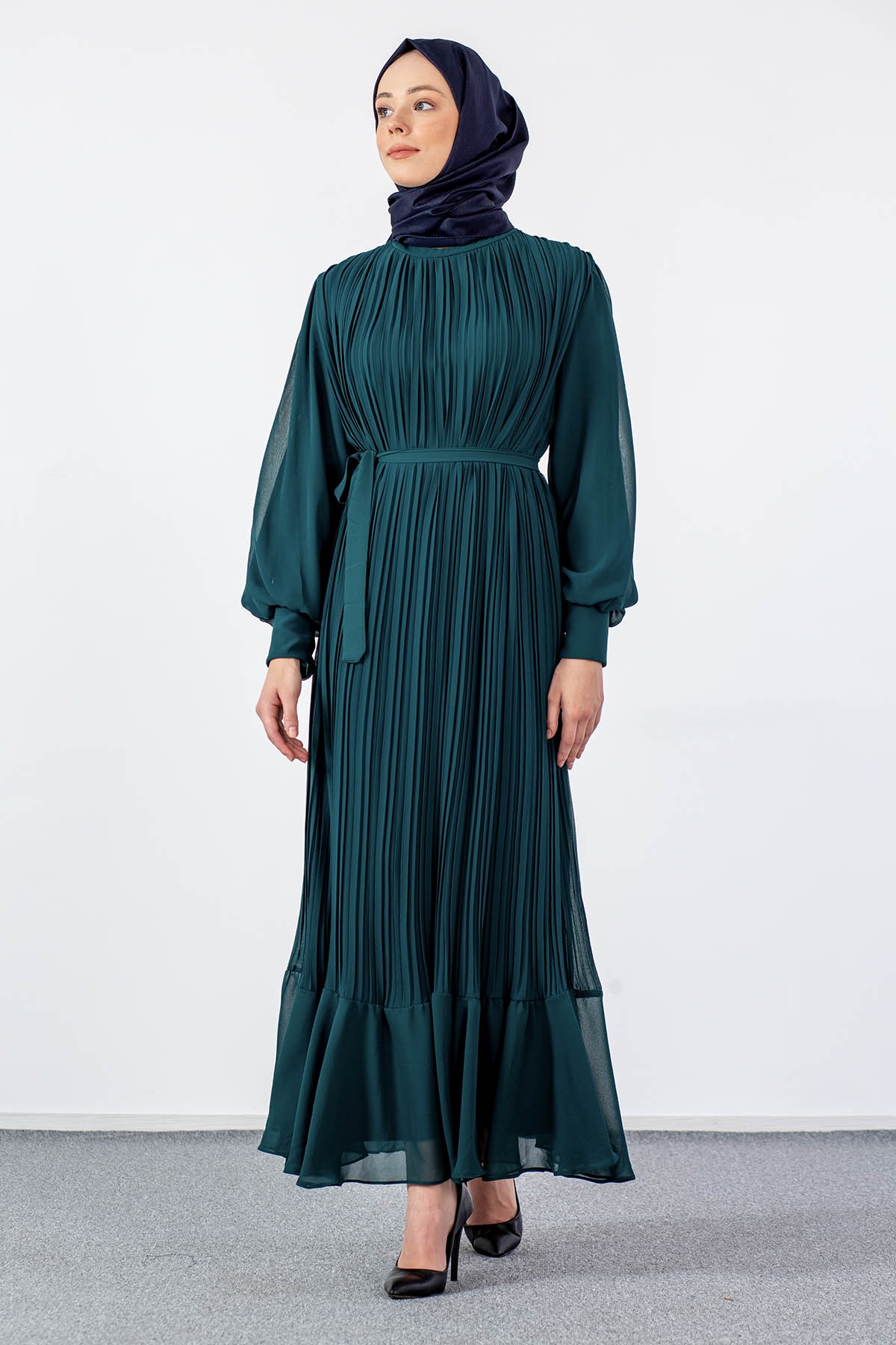 0295 Abiye Elbise 38-44 - Zumrut - 2