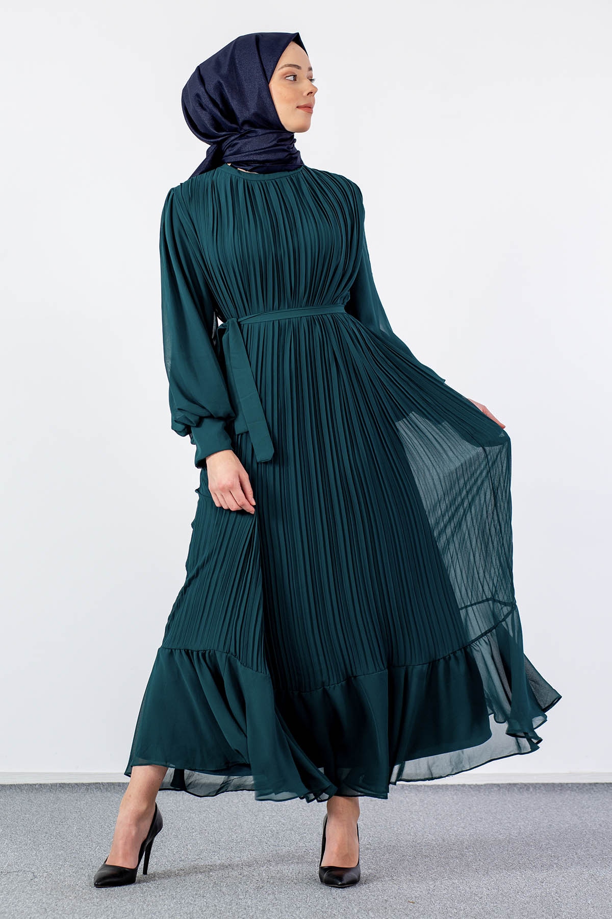 0295 Abiye Elbise 38-44 - Zumrut - 3