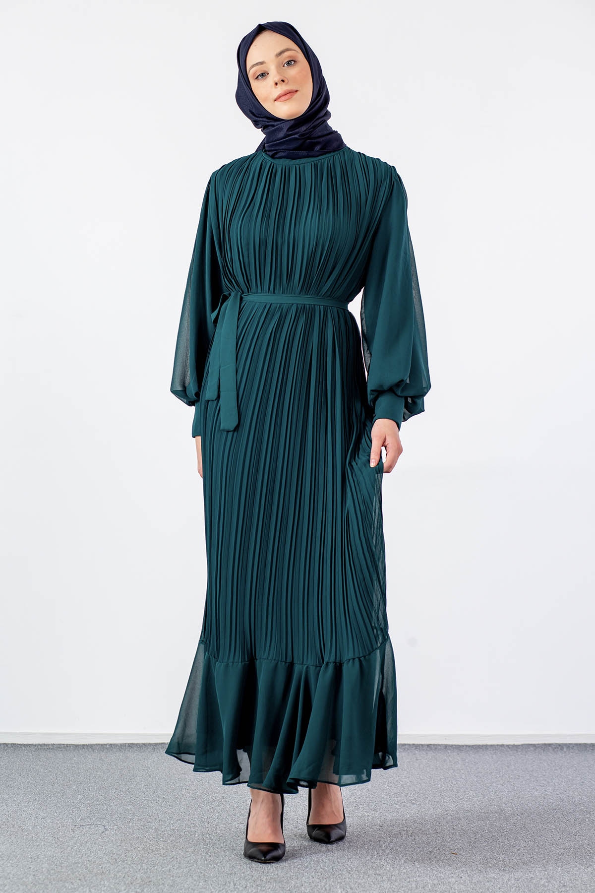 0295 Abiye Elbise 38-44 - Zumrut - 4