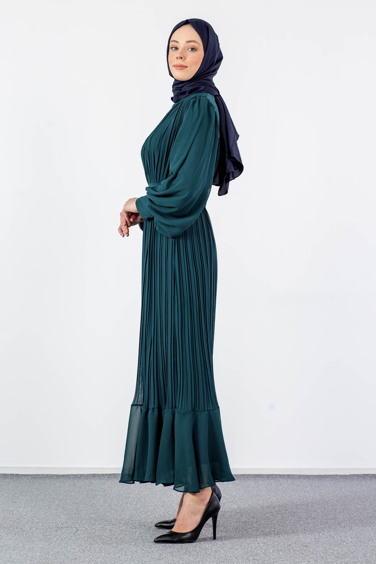 0295 Abiye Elbise 38-44 - Zumrut - 5