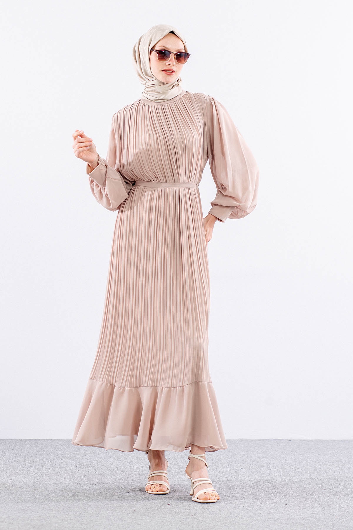 0295 şik Elbise 38-48 - Bej - 1