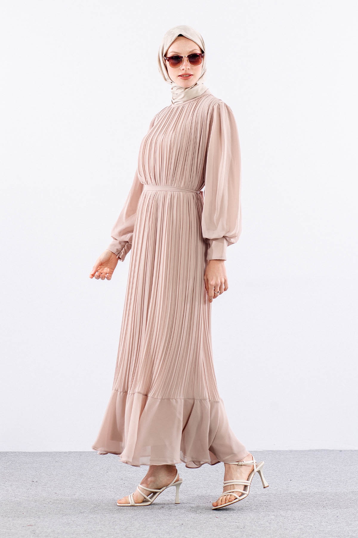 0295 şik Elbise 38-48 - Bej - 5