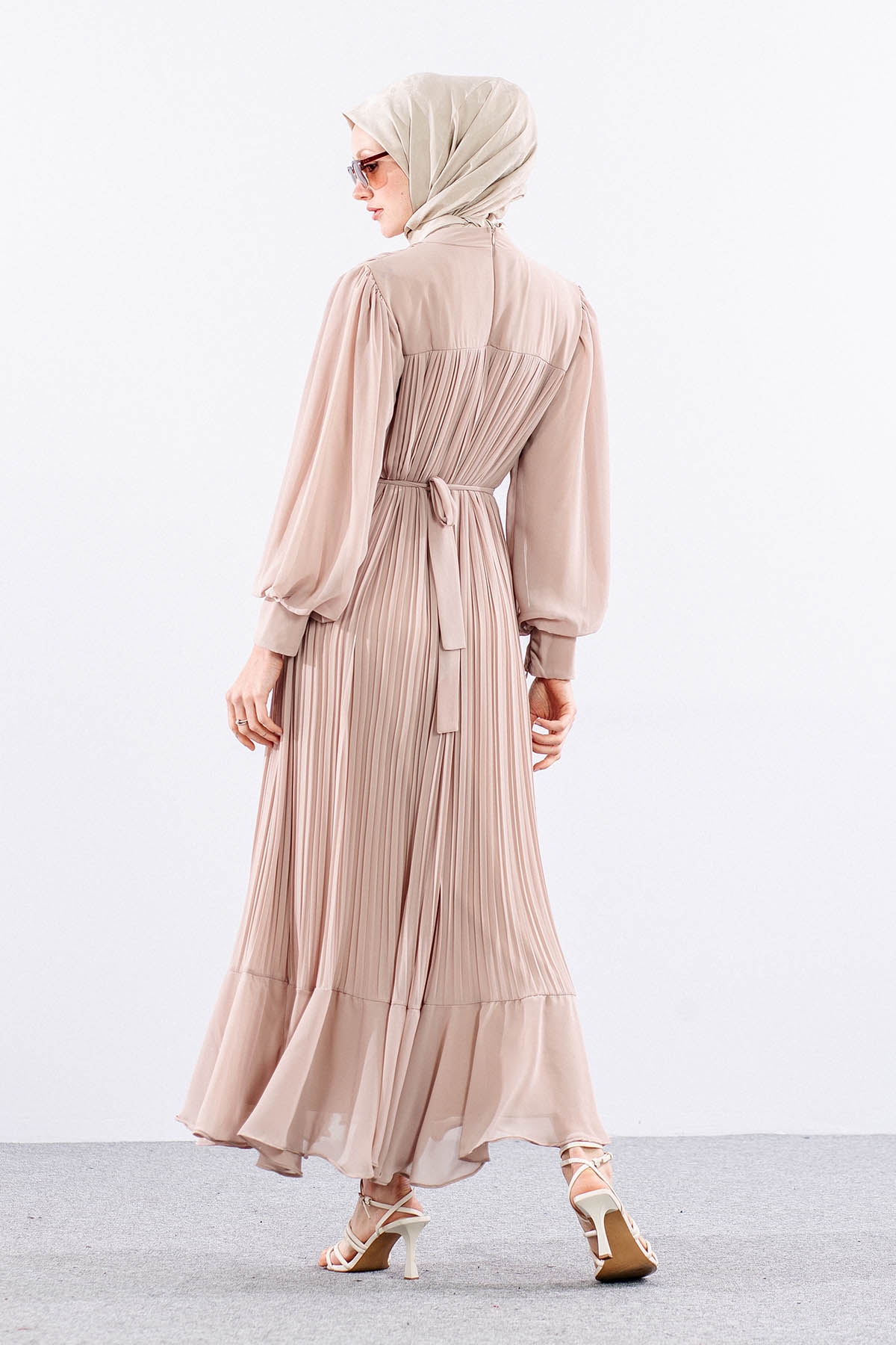 0295 şik Elbise 38-48 - Bej - 6