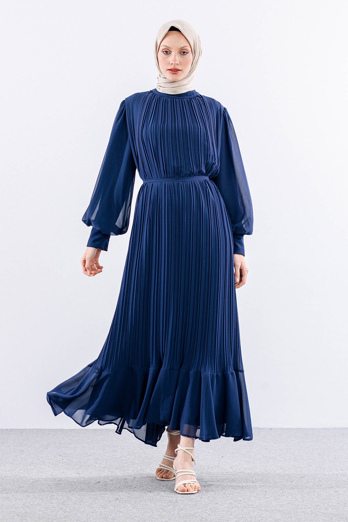 0295 şik Elbise 38-48 - Lacivert - 1