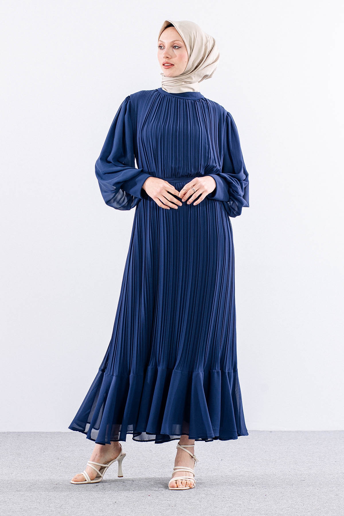 0295 şik Elbise 38-48 - Lacivert - 2