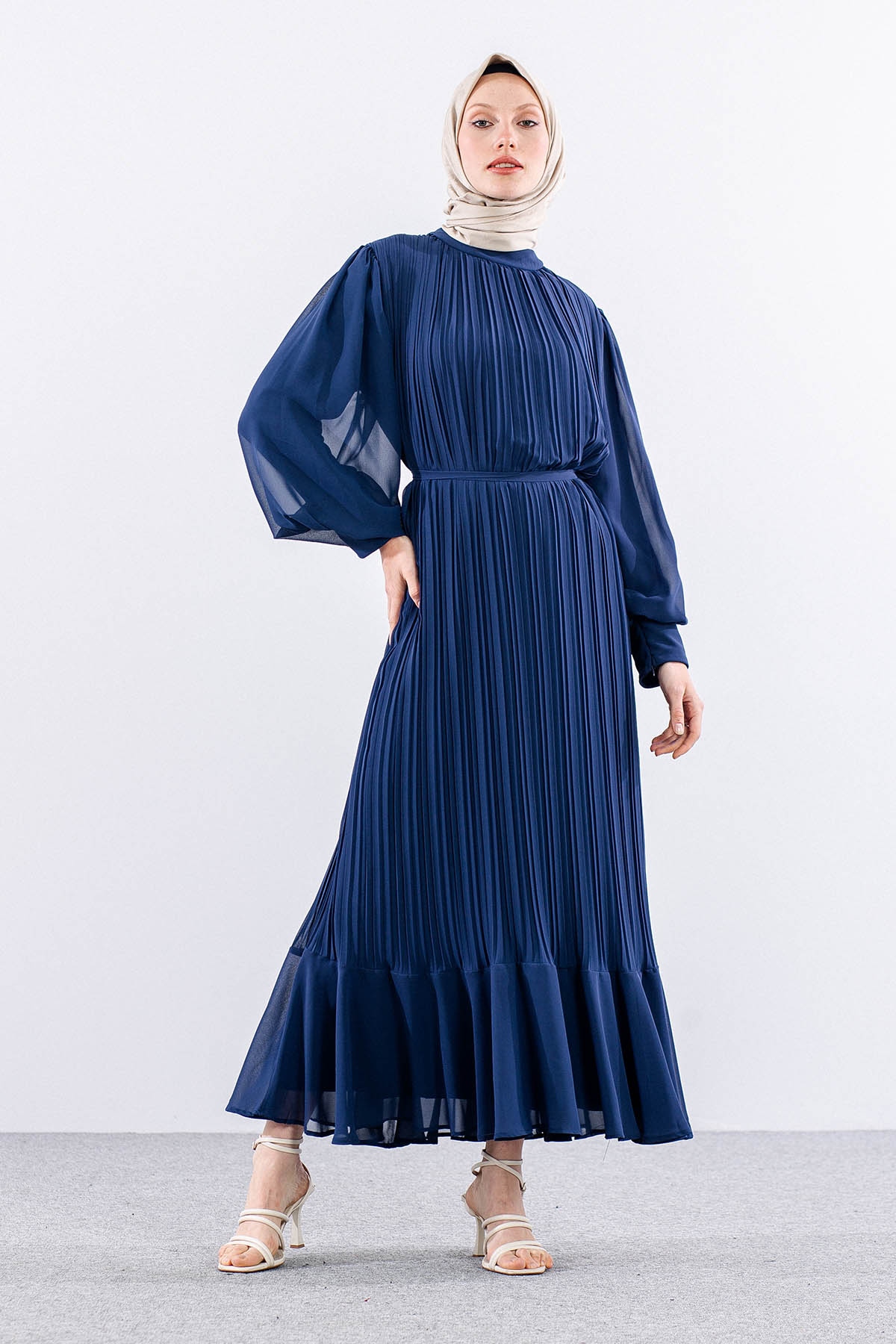 0295 şik Elbise 38-48 - Lacivert - 3