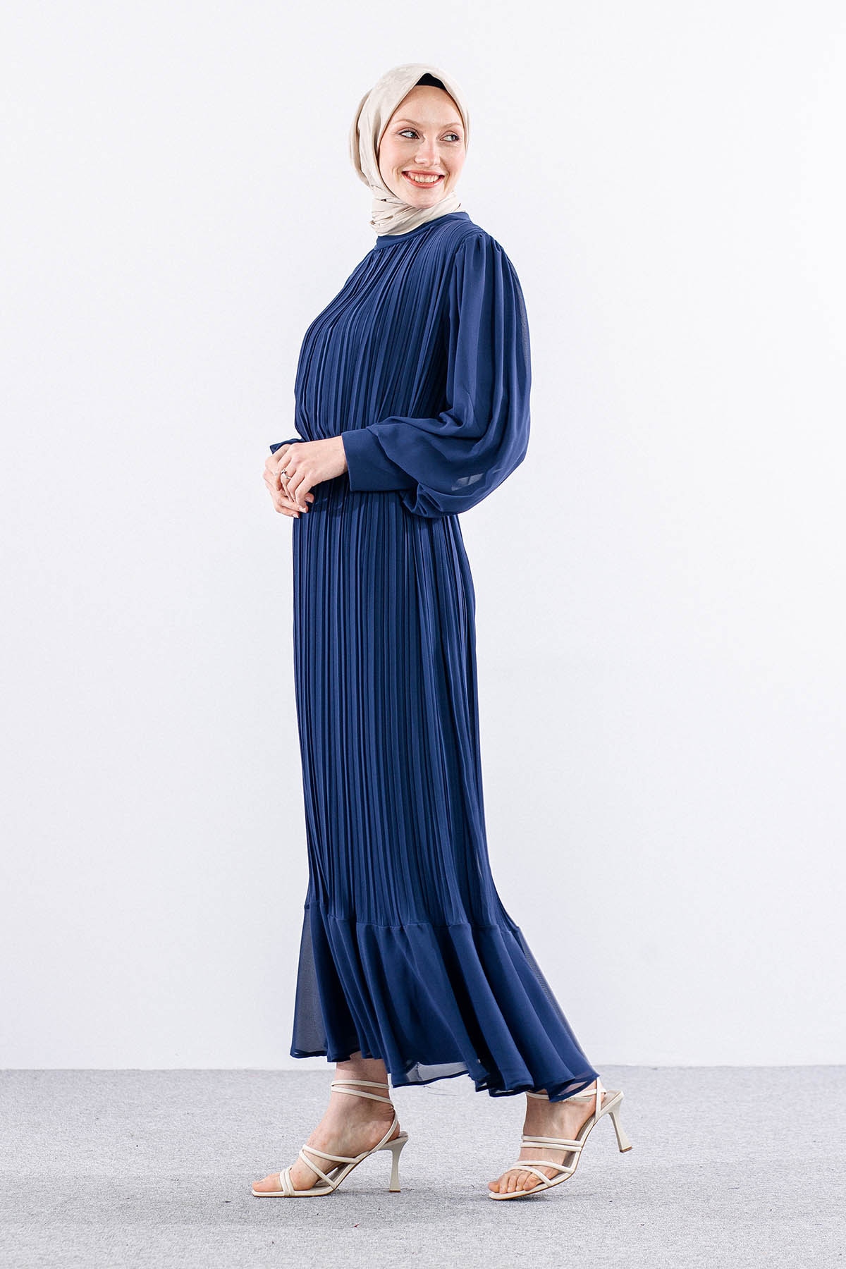 0295 şik Elbise 38-48 - Lacivert - 4