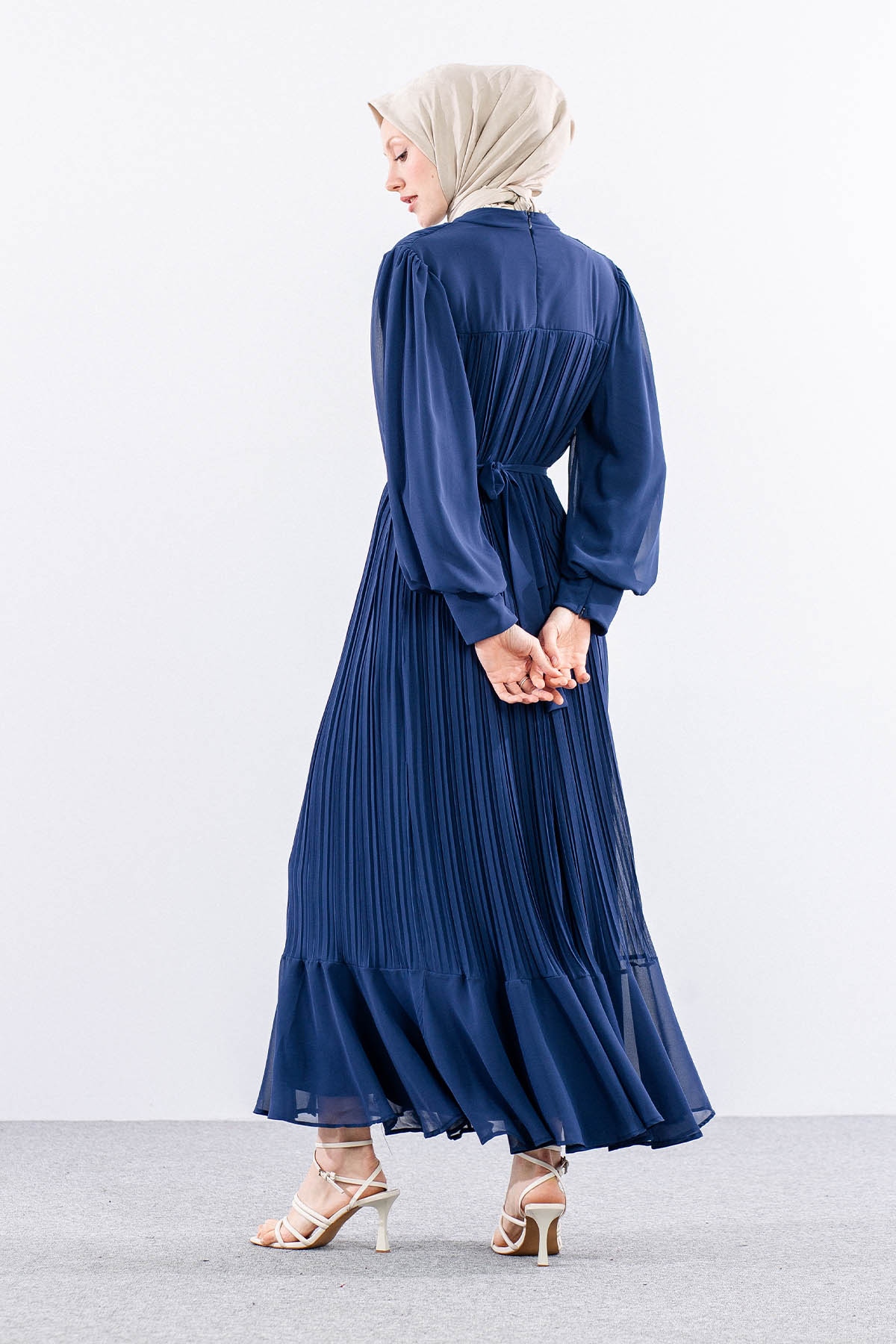 0295 şik Elbise 38-48 - Lacivert - 5