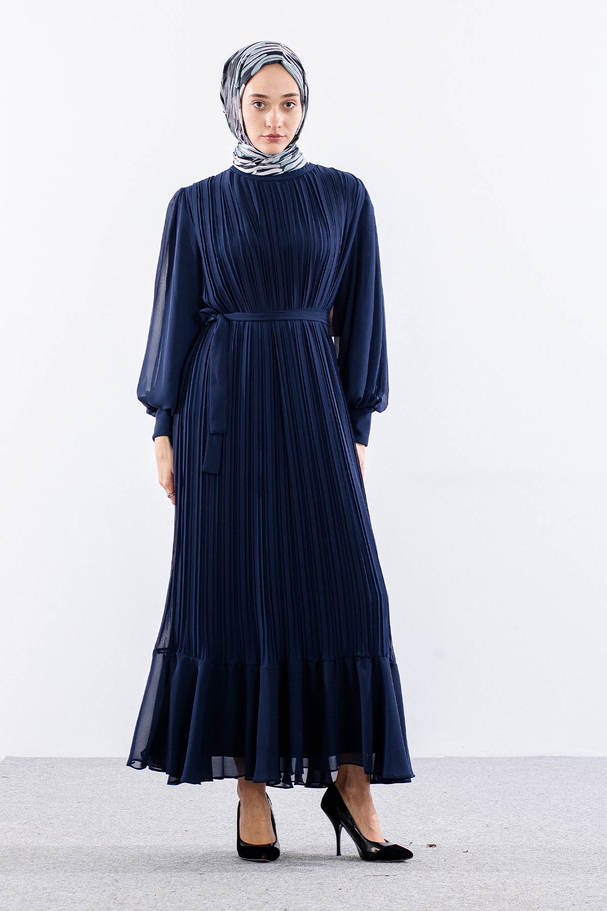 0295 şik Elbise 38-48 - Lacivert - - 1