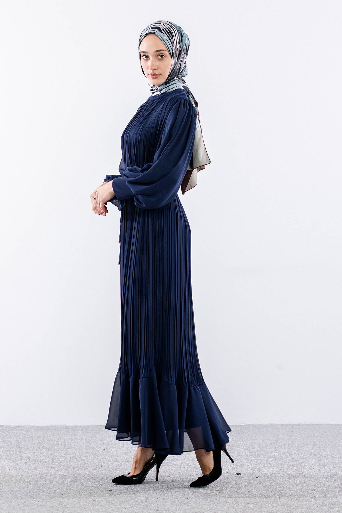 0295 şik Elbise 38-48 - Lacivert - - 3