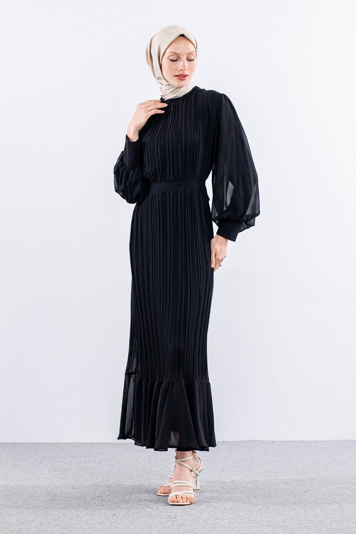 0295 şik Elbise 38-48 - Siyah - 3