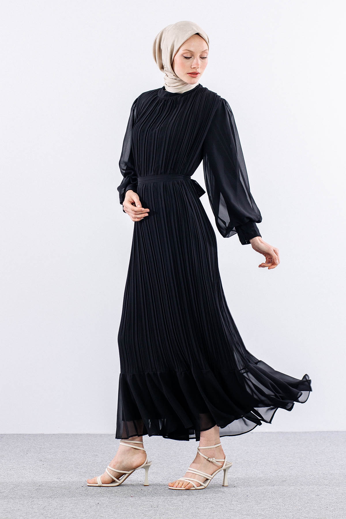 0295 şik Elbise 38-48 - Siyah - 5