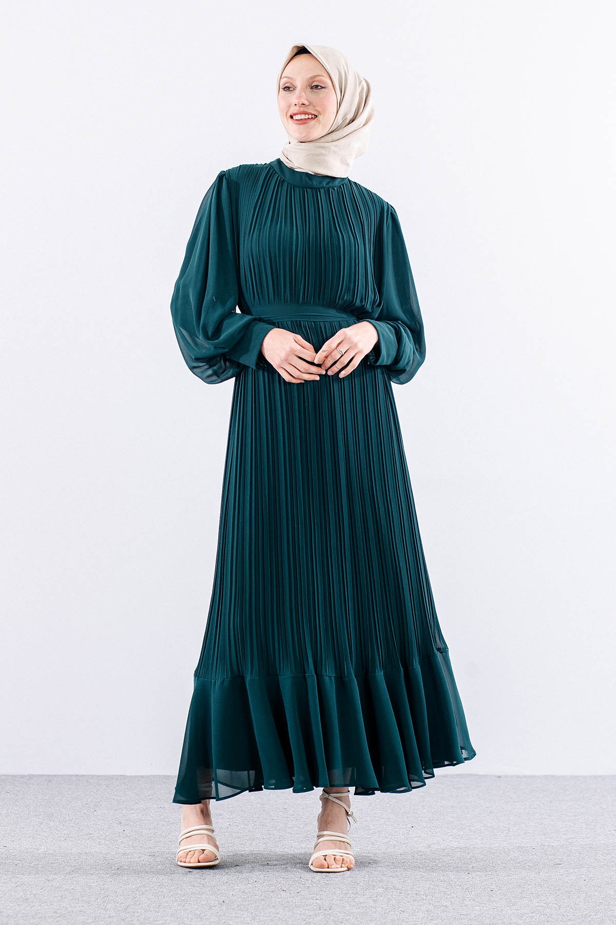 0295 şik Elbise 38-48 - Zumrut - 1