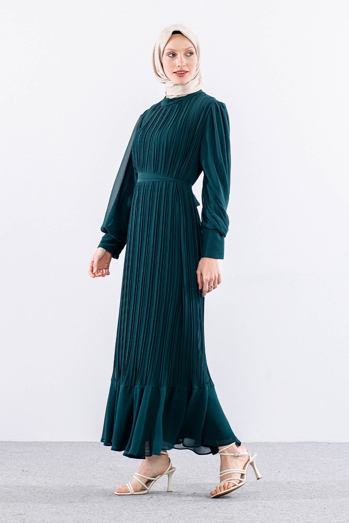 0295 şik Elbise 38-48 - Zumrut - 3