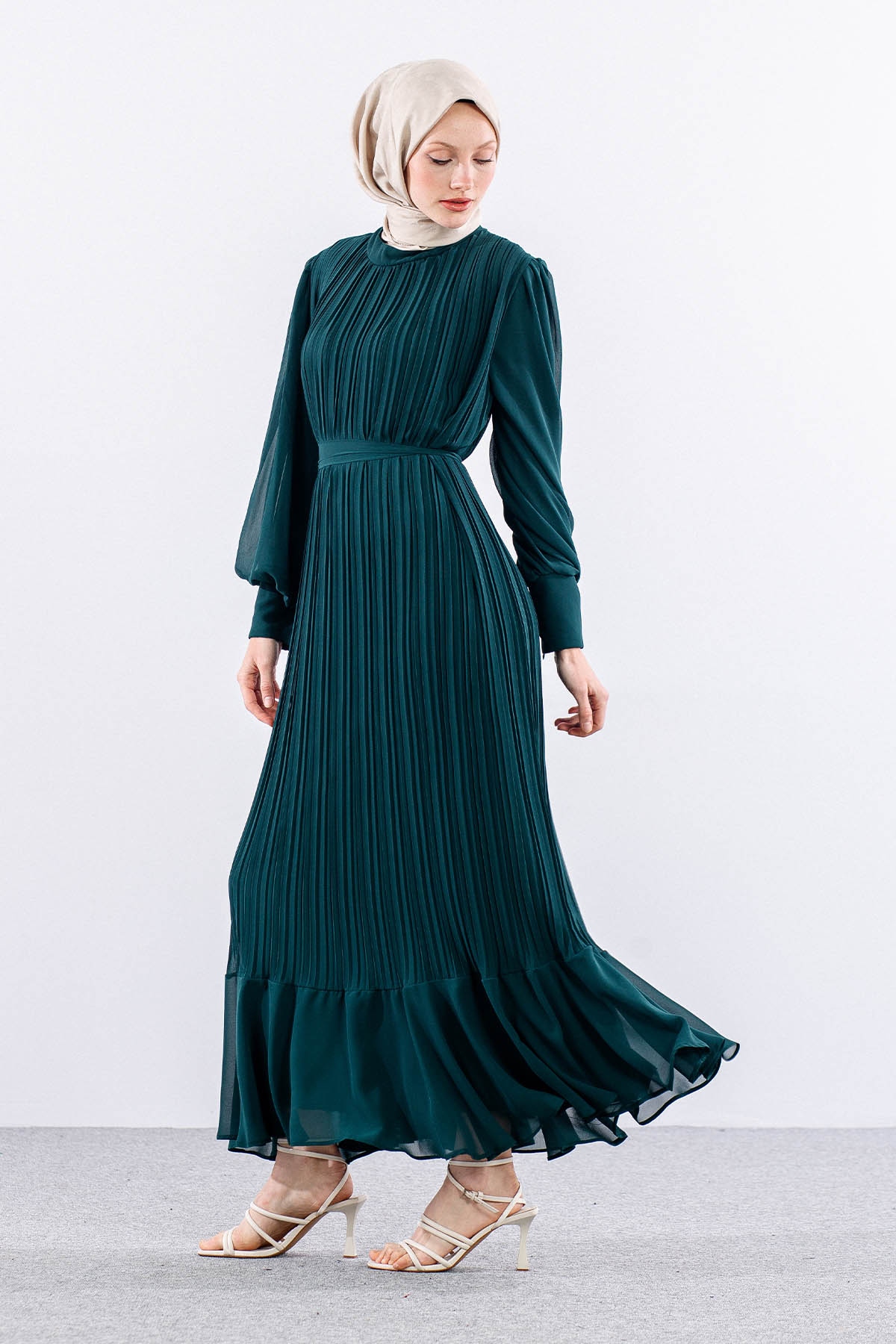 0295 şik Elbise 38-48 - Zumrut - 4