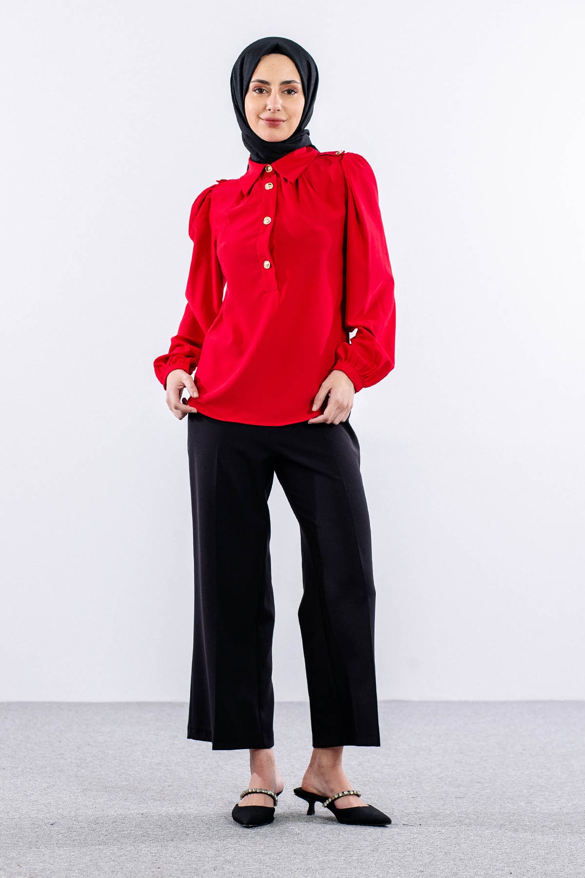 0420 Gömlek 38-44 - Kirmizi - 1