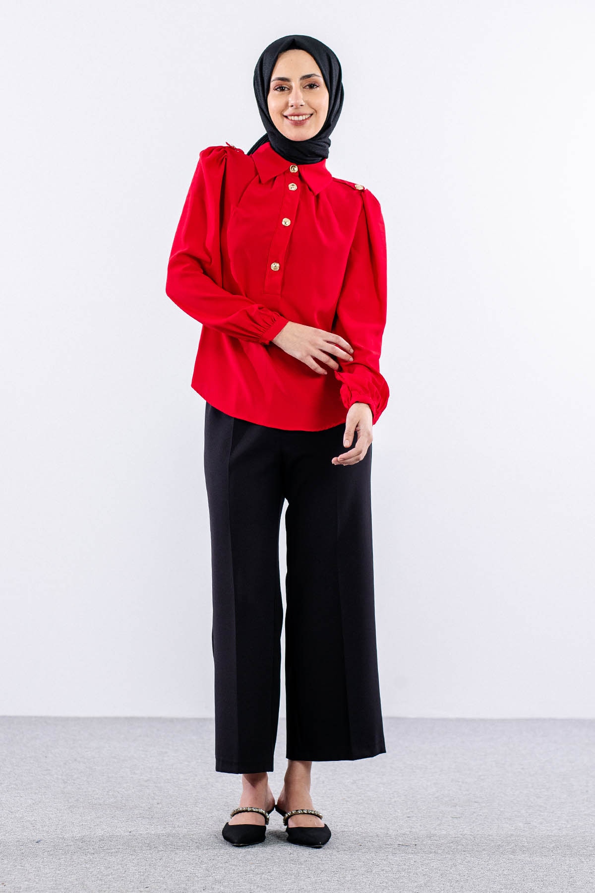 0420 Gömlek 38-44 - Kirmizi - 2