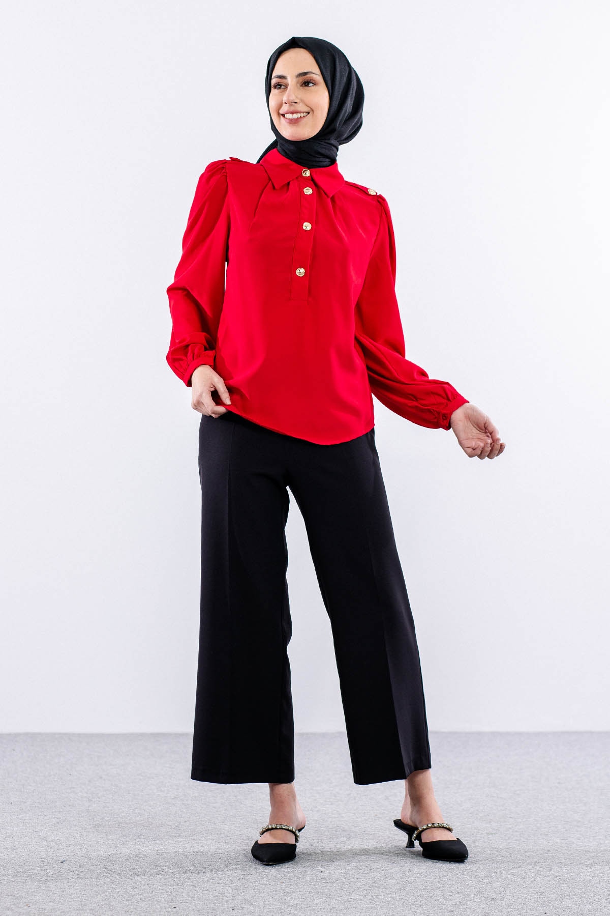 0420 Gömlek 38-44 - Kirmizi - 3