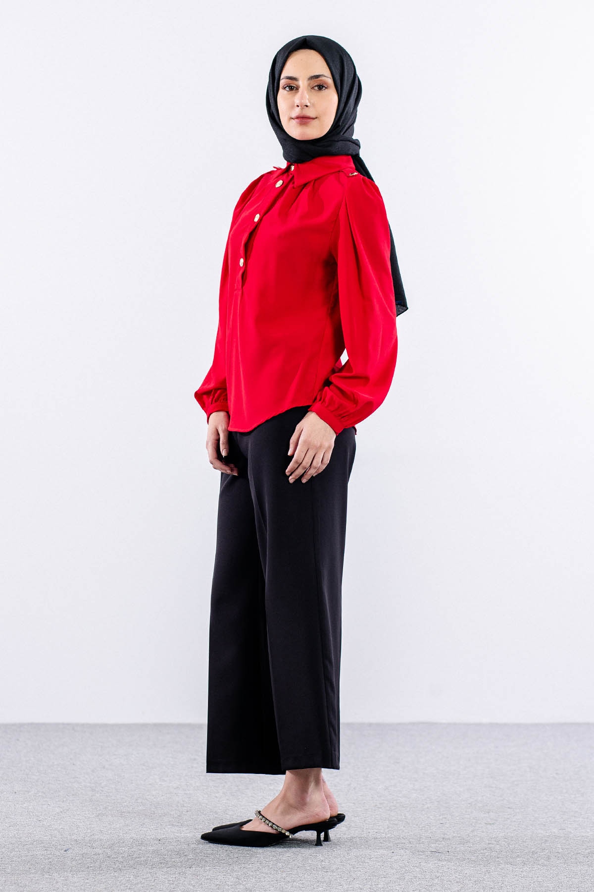 0420 Gömlek 38-44 - Kirmizi - 4