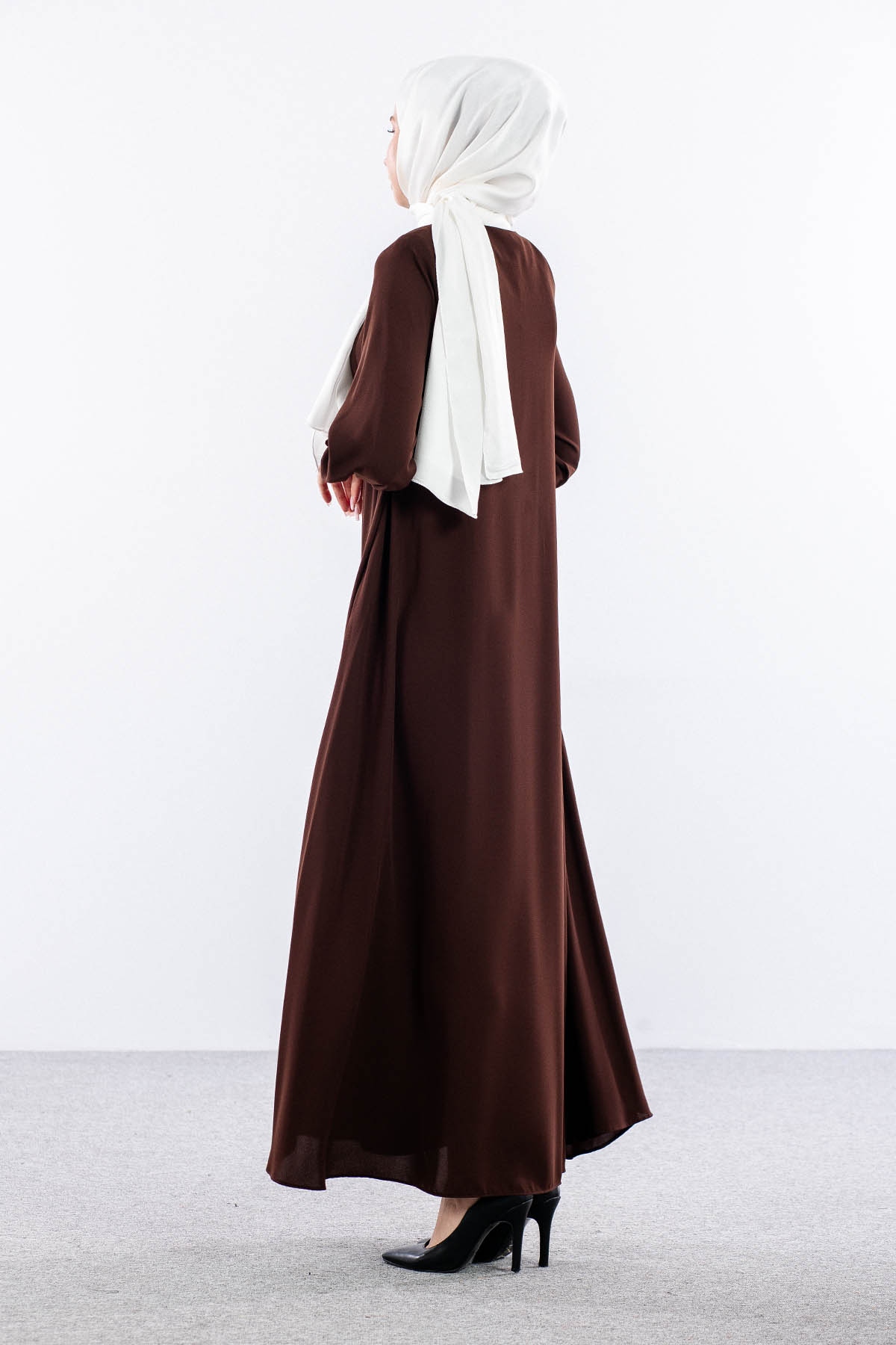 1001 Ferace 38-48 Mevlana Model Yaz - A_kahve - 4