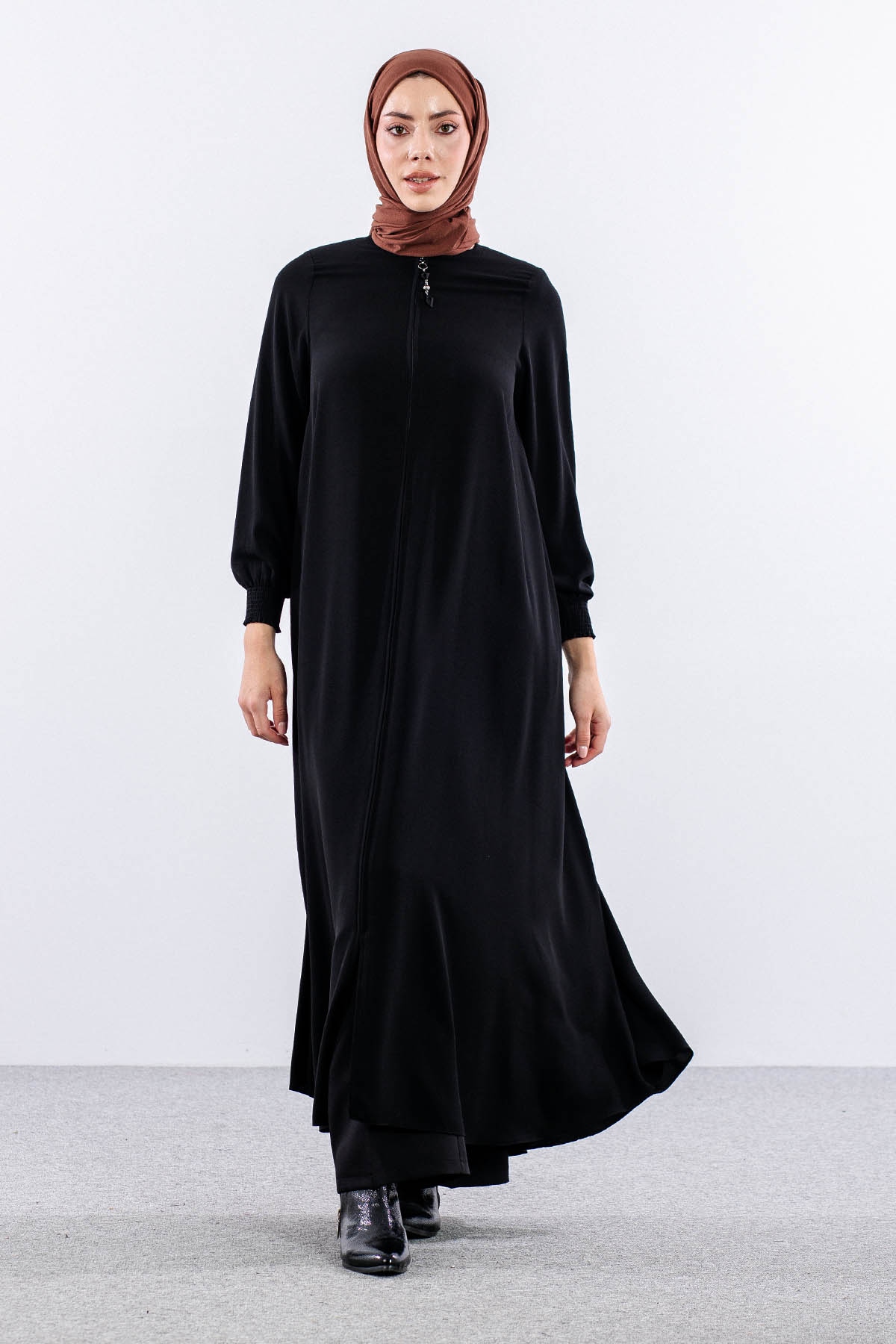 1001 Ferace 38-48 Mevlana Model Yaz - Siyah - 1