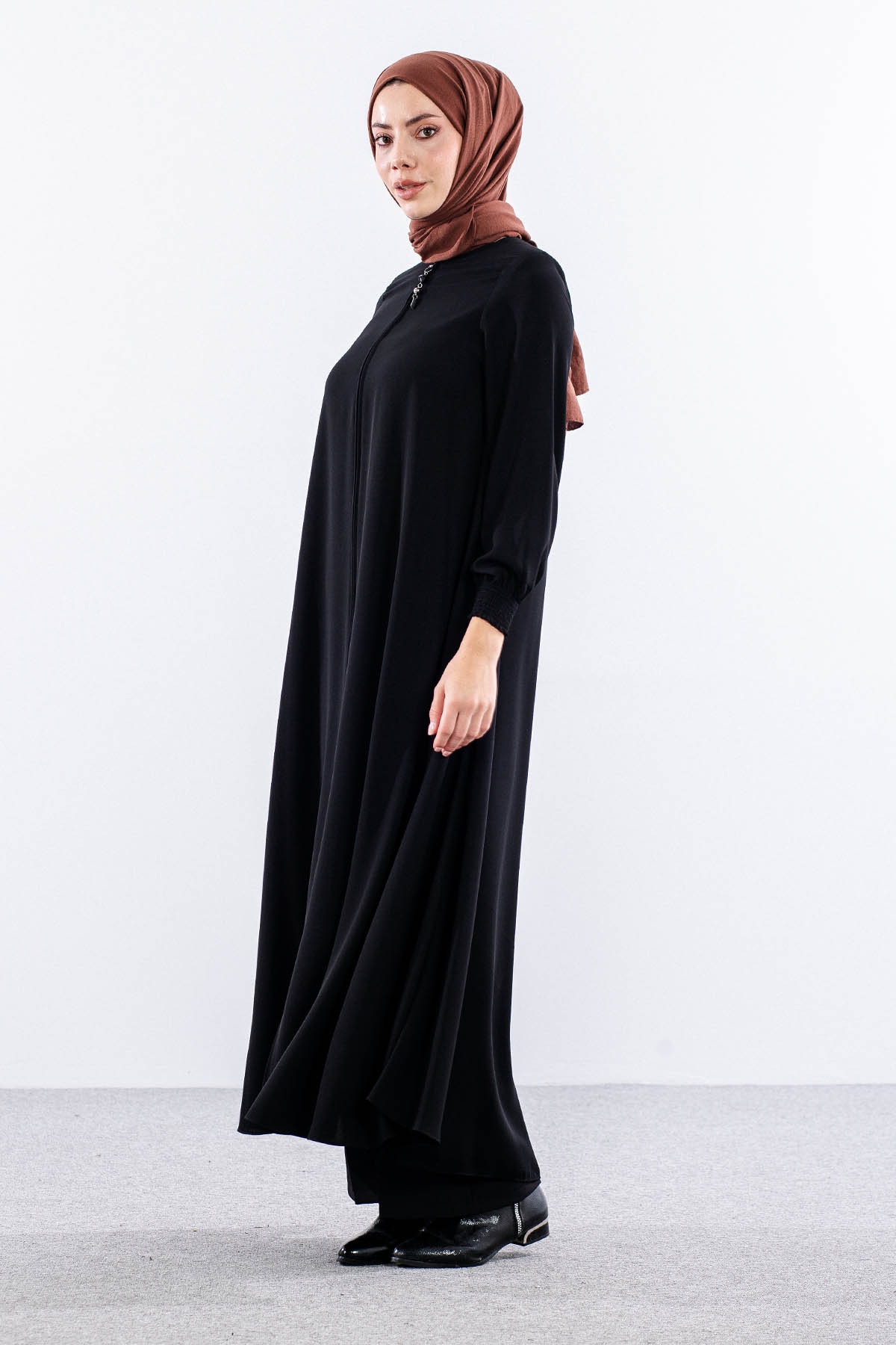 1001 Ferace 38-48 Mevlana Model Yaz - Siyah - 2