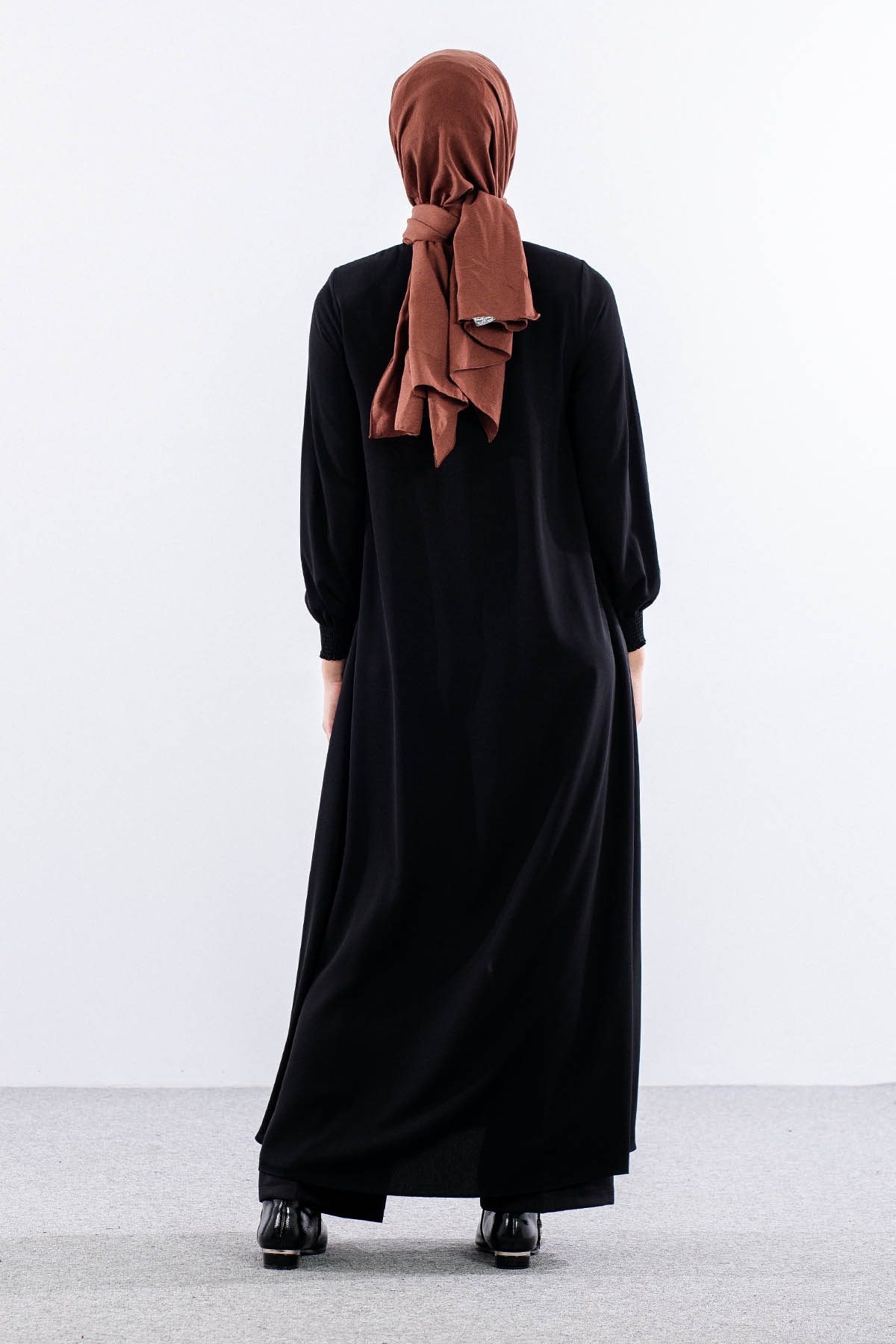 1001 Ferace 38-48 Mevlana Model Yaz - Siyah - 4