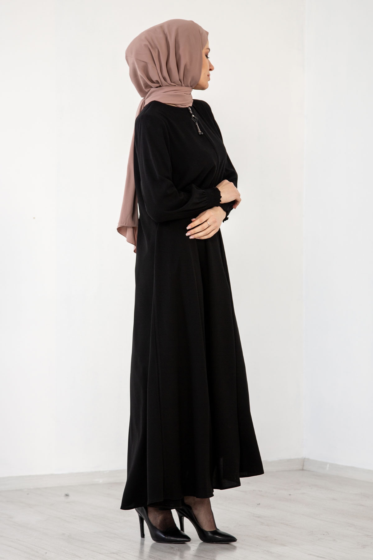 1001 Ferace 38-48 Mvln - Siyah - 5