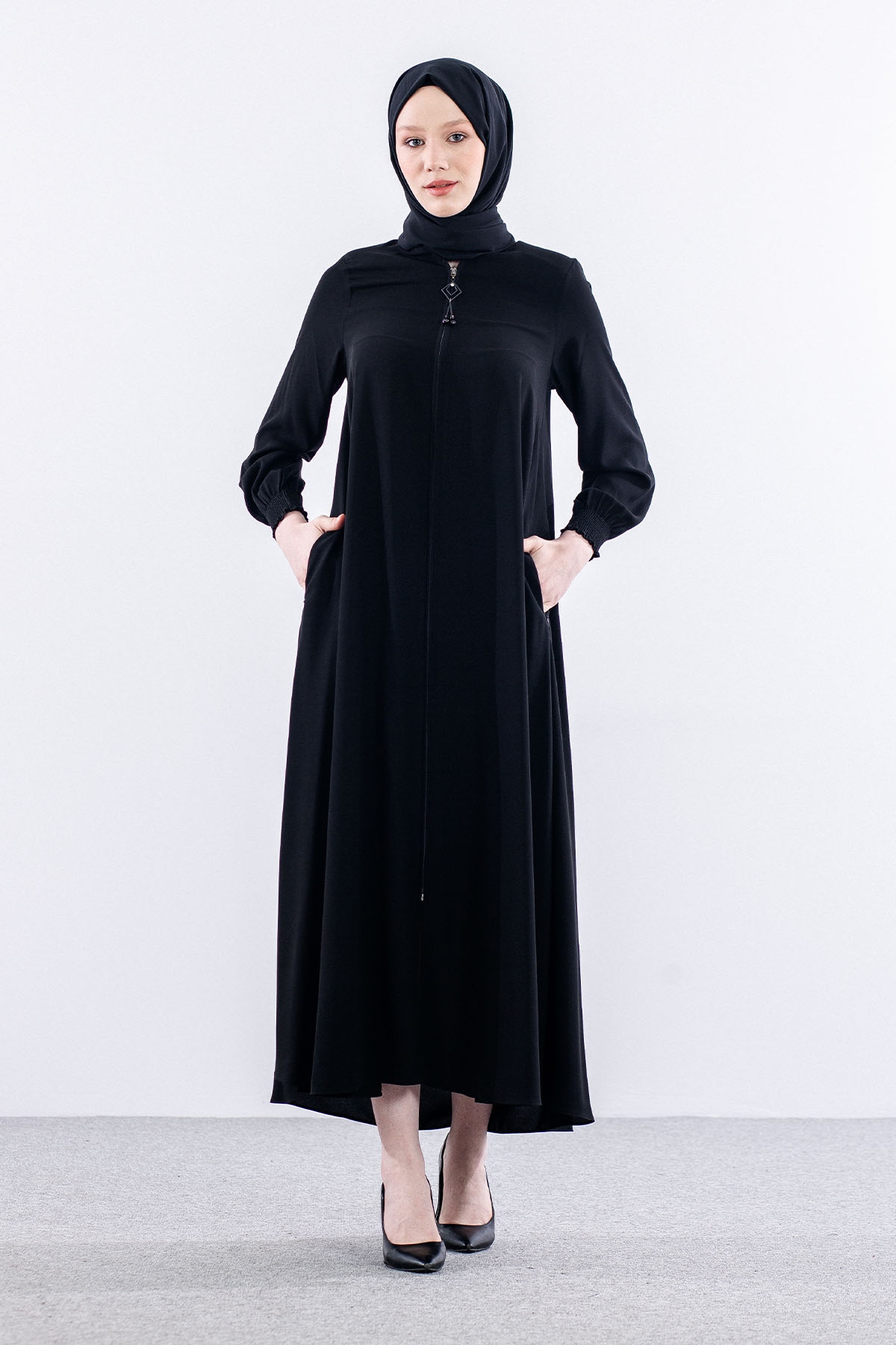 1001 Ferace 38-48 Mvln - Siyah  - - 1