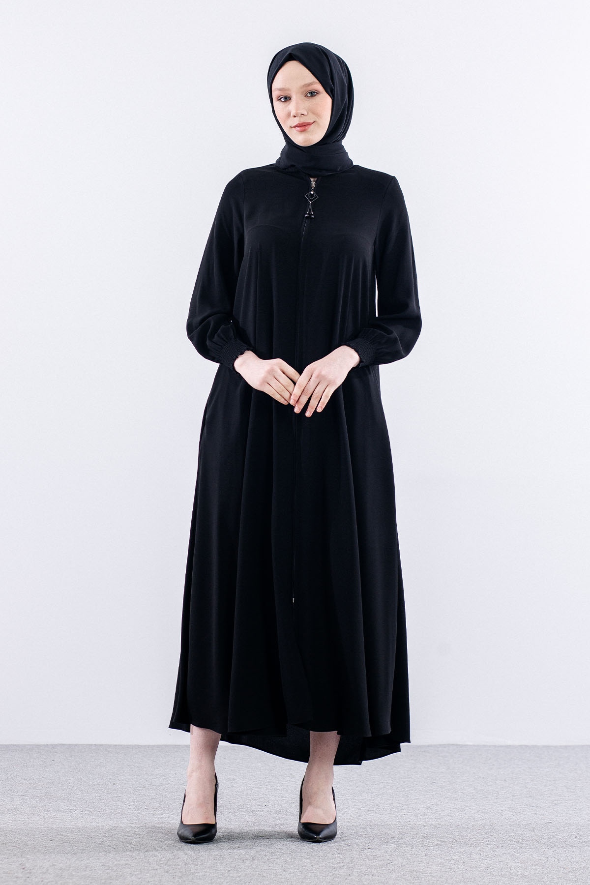 1001 Ferace 38-48 Mvln - Siyah  - - 2