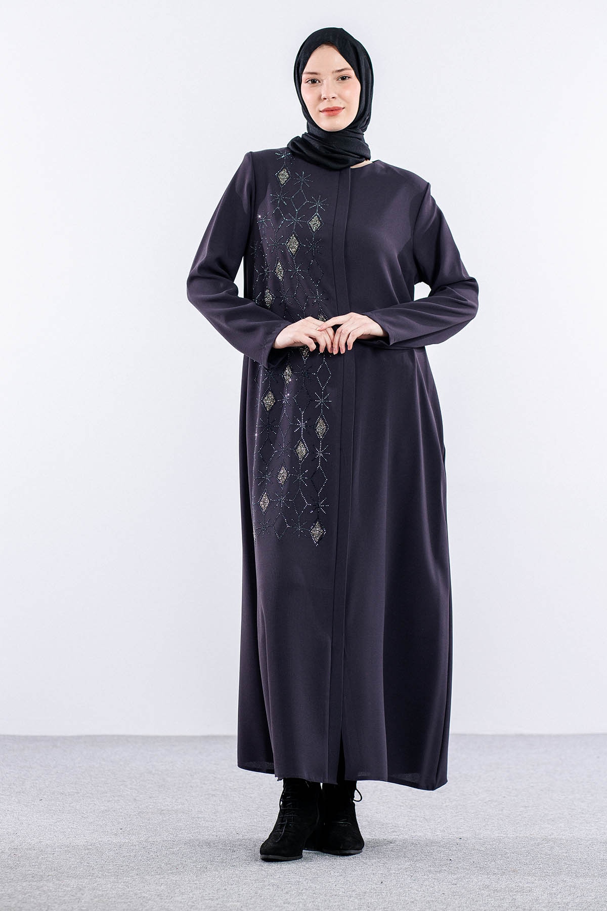 10017 şik Ferace 44-54 - K_gri - 1