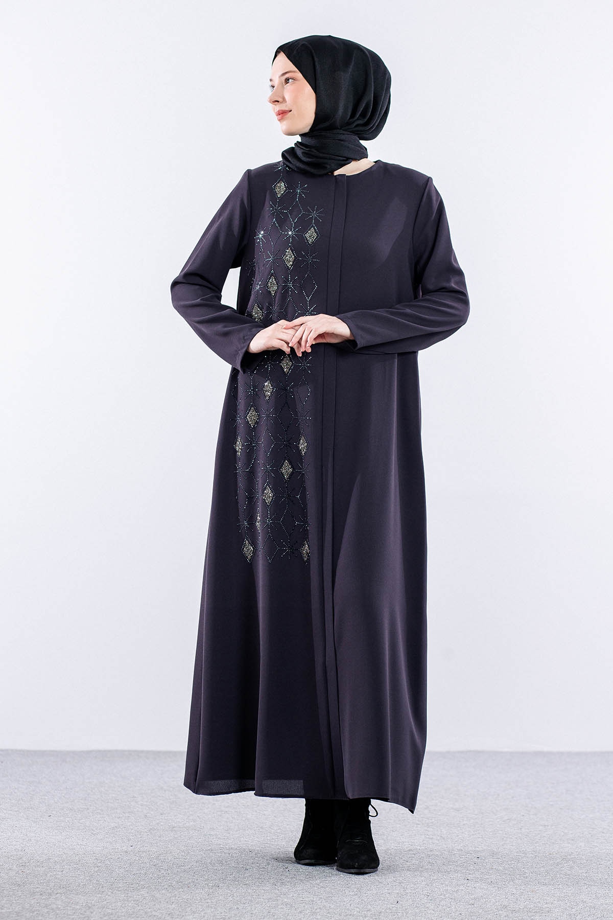 10017 şik Ferace 44-54 - K_gri - 2