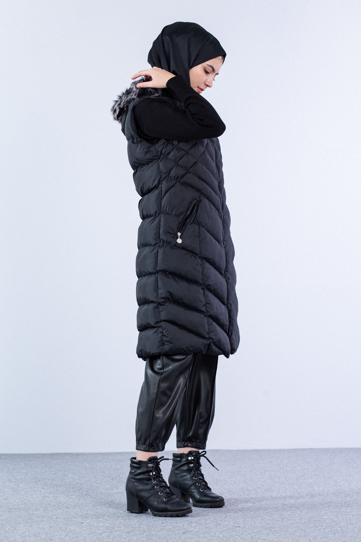 Karo Desenli Şişme Yelek Siyah - 2