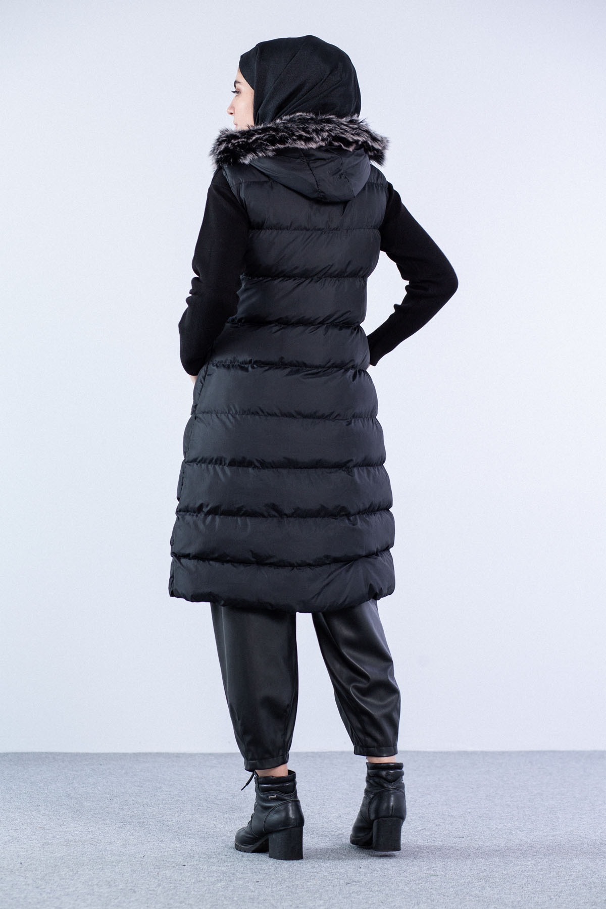 Karo Desenli Şişme Yelek Siyah - 3