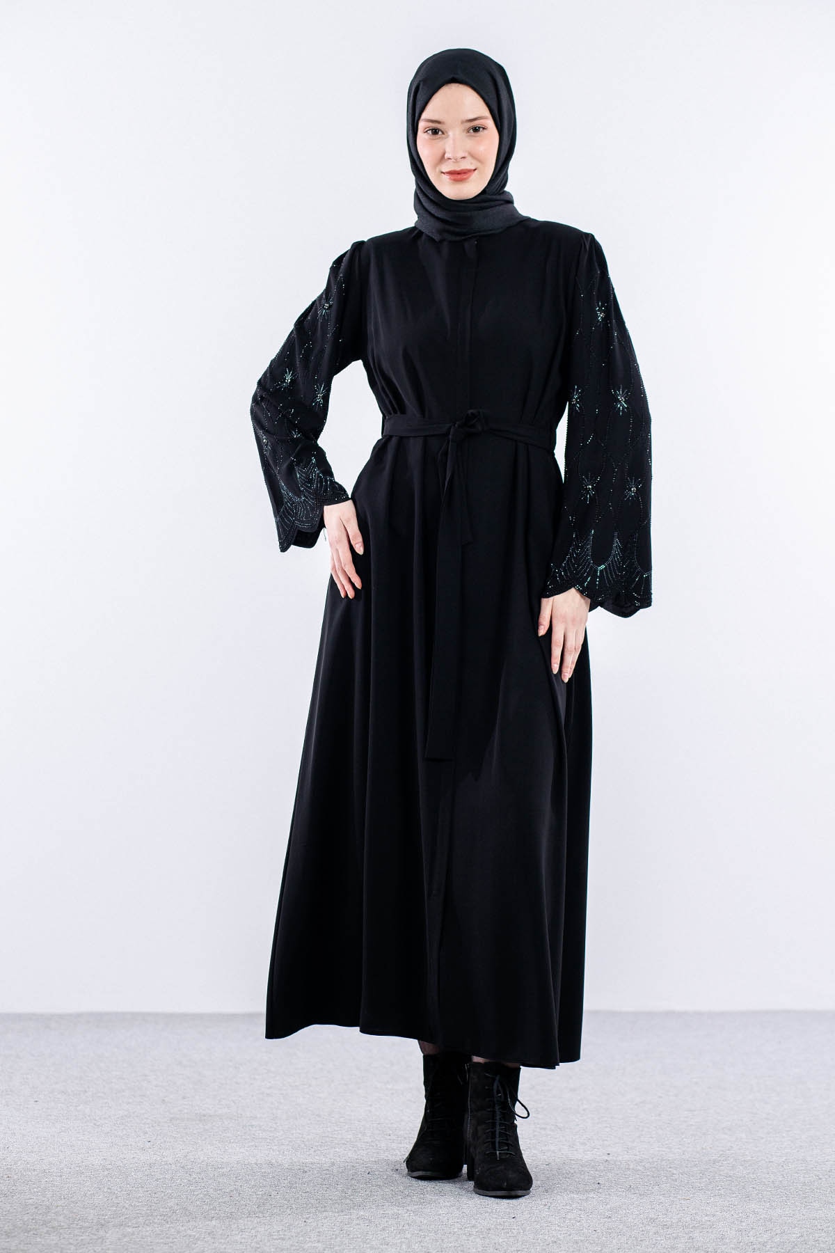 10020 şik Ferace 42-52 - Siyah - 1