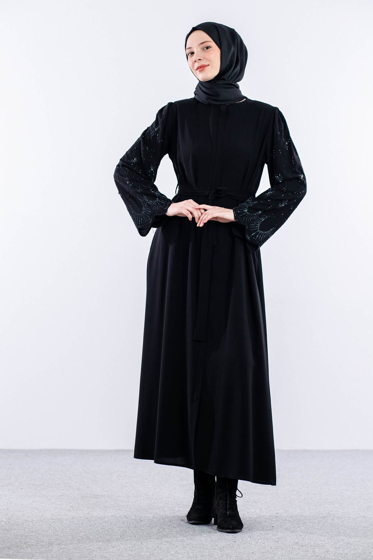 10020 şik Ferace 42-52 - Siyah - 2