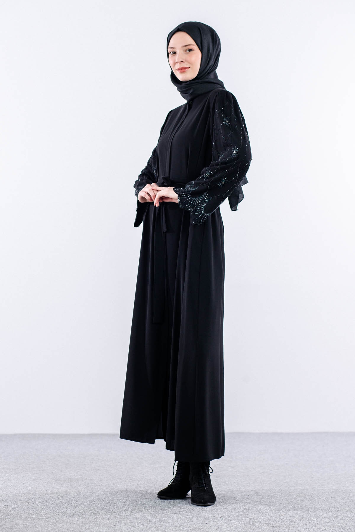 10020 şik Ferace 42-52 - Siyah - 3