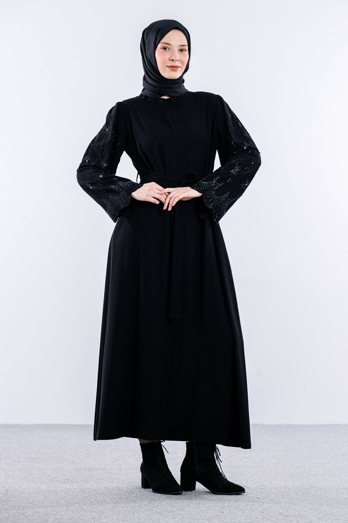 10020 şik Ferace 42-52 - Siyah - 4