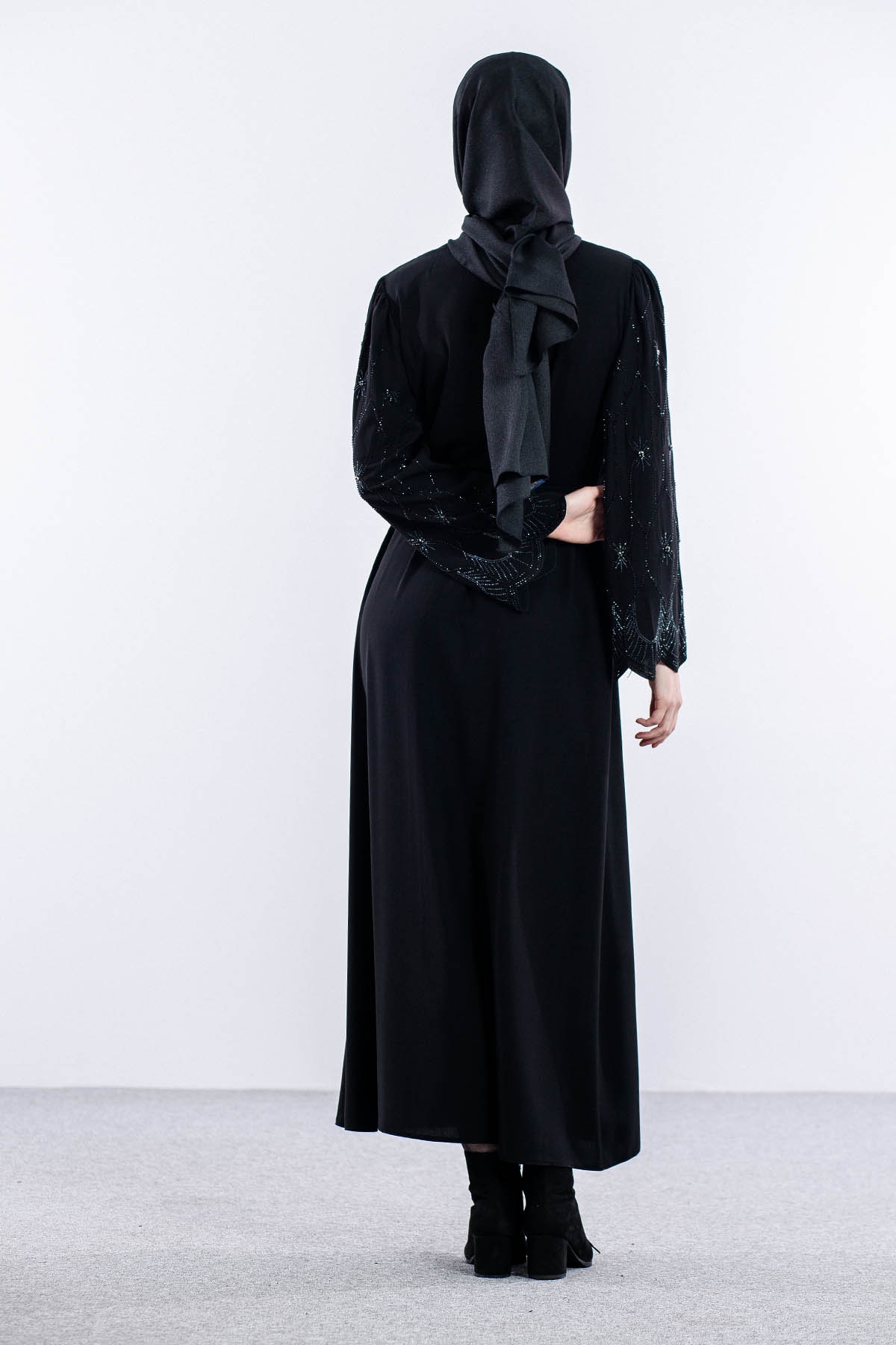 10020 şik Ferace 42-52 - Siyah - 5