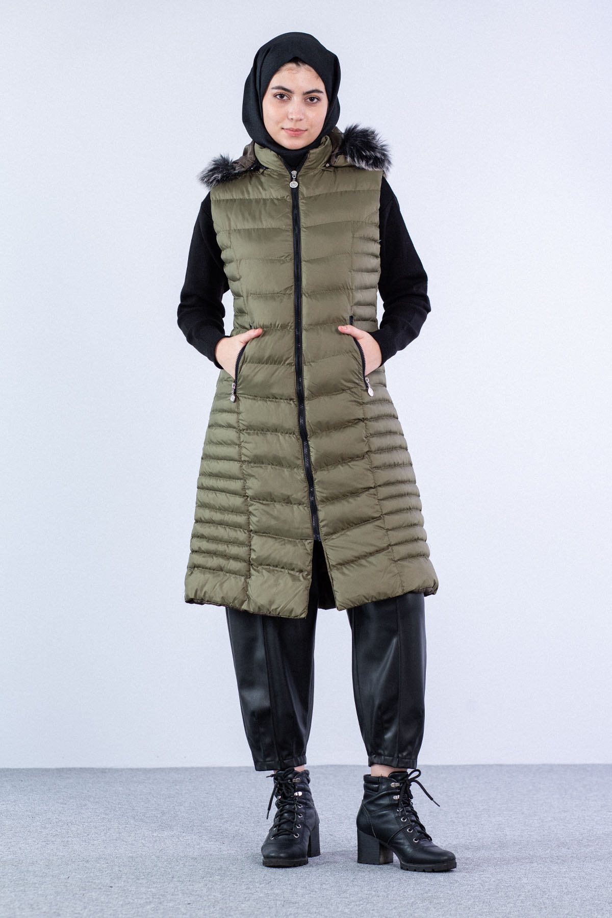 Şişme Yelek Yatay Desenli Haki - 1