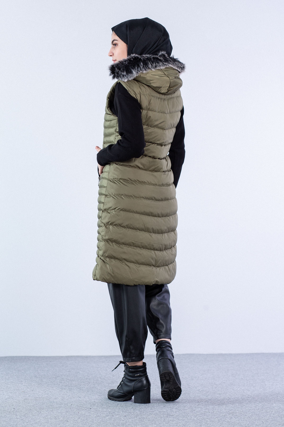 Şişme Yelek Yatay Desenli Haki - 3