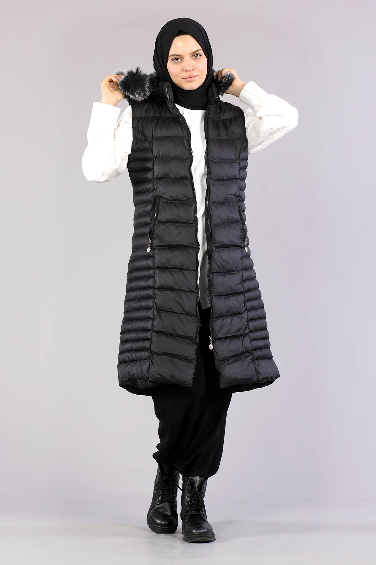 Şişme Yelek Yatay Desenli Siyah - 3