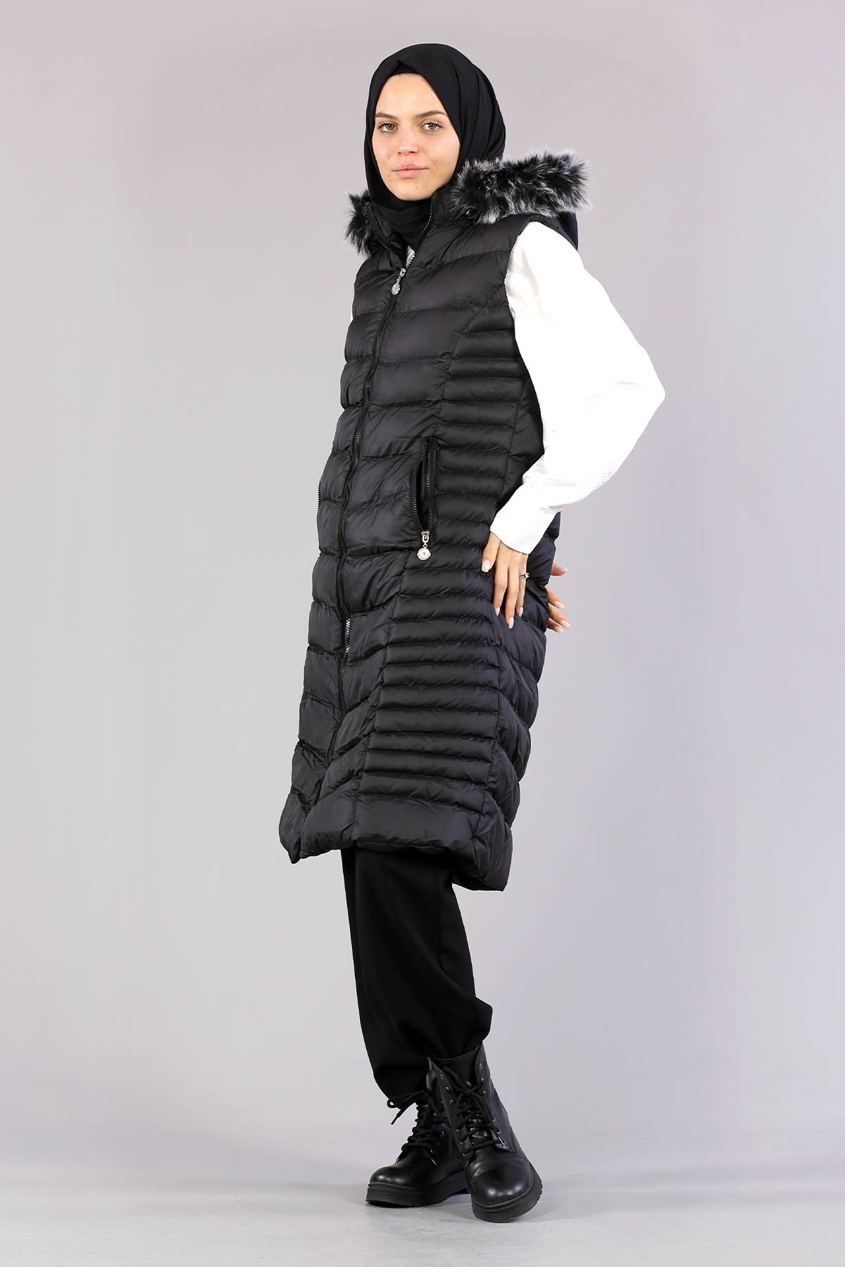 Şişme Yelek Yatay Desenli Siyah - 4