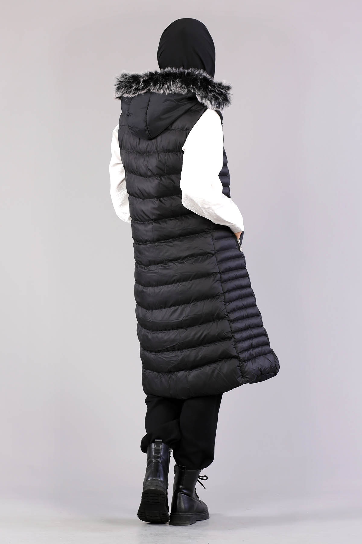 Şişme Yelek Yatay Desenli Siyah - 5