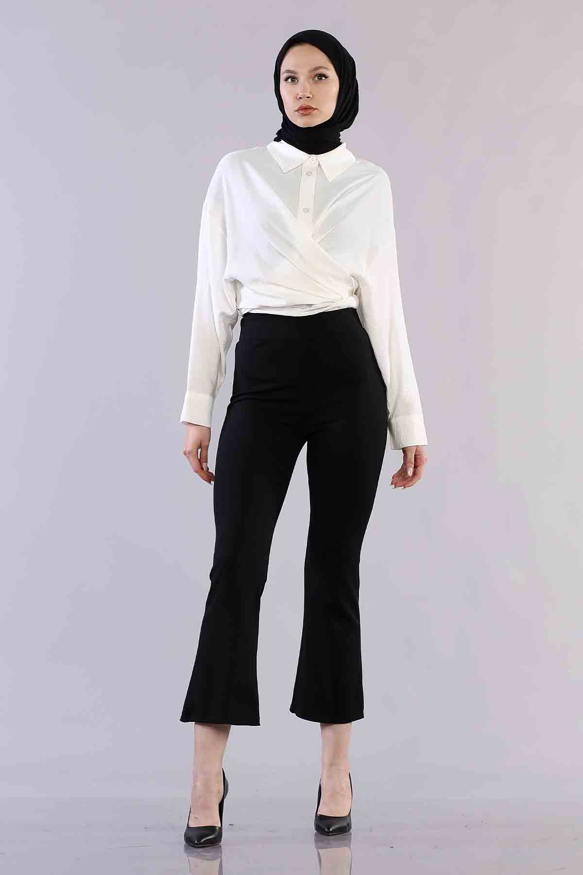 1013 Likra Pantolon 36-46 - Siyah - 1