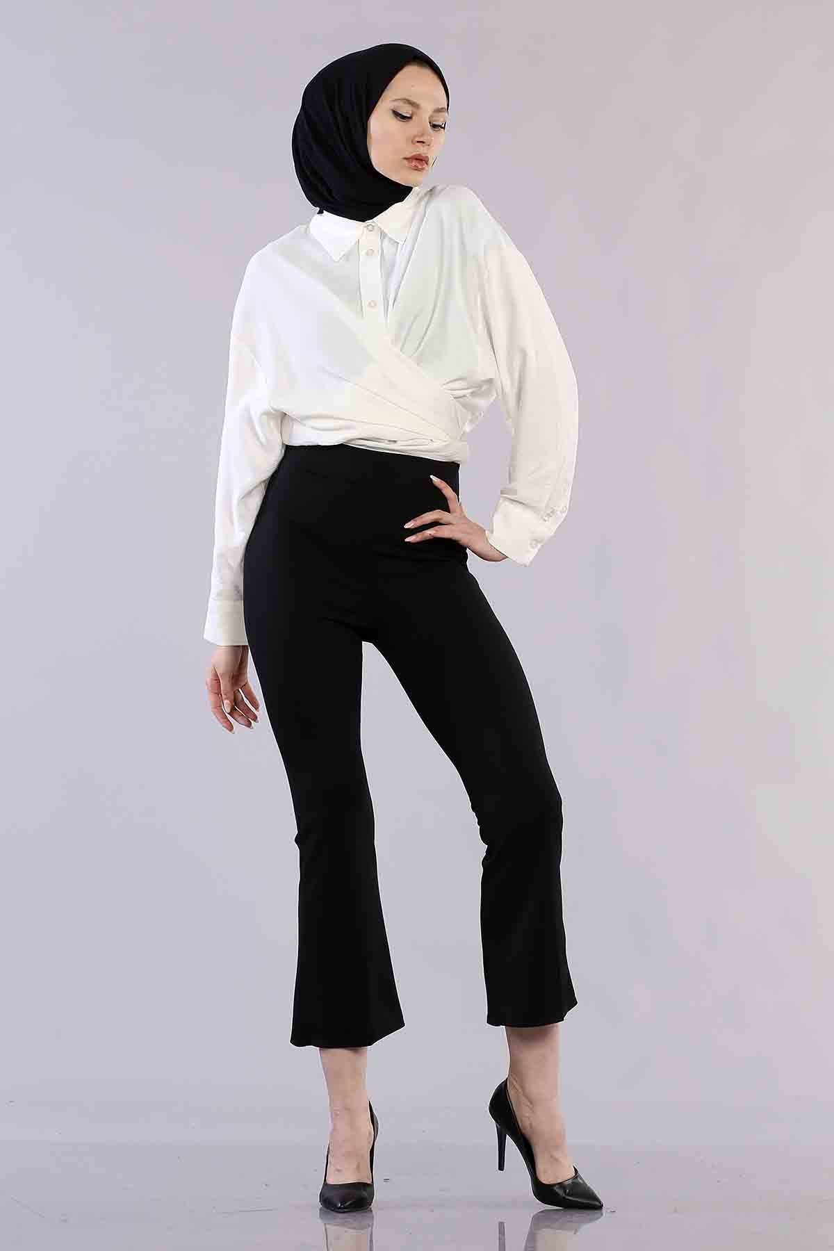 1013 Likra Pantolon 36-46 - Siyah - 2